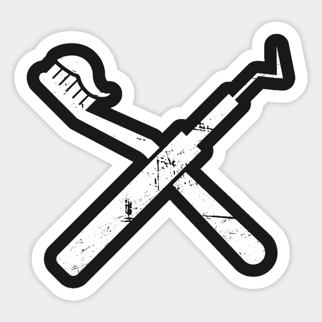 Distressed Dental Picks Sticker by MeatMan